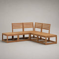 Canapé d’angle d’extérieur 5 pièces en bois massif, configuration en L, brun naturel, 210 × 210 × 75 cm