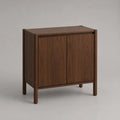 Buffet de rangement à 2 portes en MDF plaqué noyer et bois massif, marron noyer, 80 × 40 × 85 cm