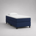 Lit continental 1 place en tissu avec matelas et surmatelas, bleu marine et blanc, 90 × 200 cm