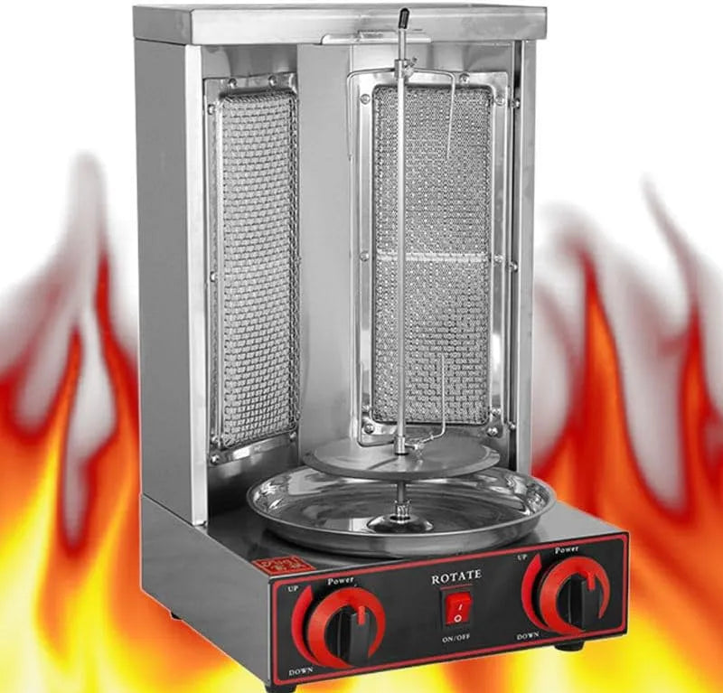 Gyro Grill Machine, Gas, Keuken Restaurant, RVS, zwart, 300 x 300 x 490mm