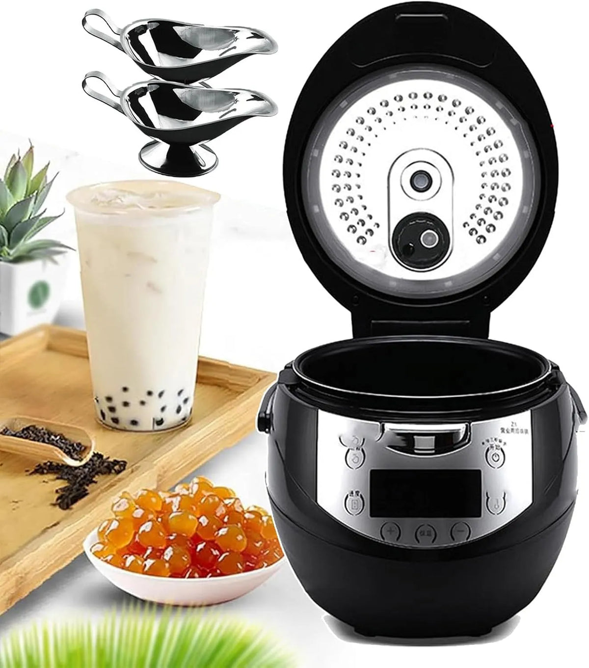 Slowcooker, 240 x 160 mm, aanraakbediening, restaurants, tapiocaparelkoker, 900 W, binnenpotmaat 240 * 160 mm, elektrische slowcooker