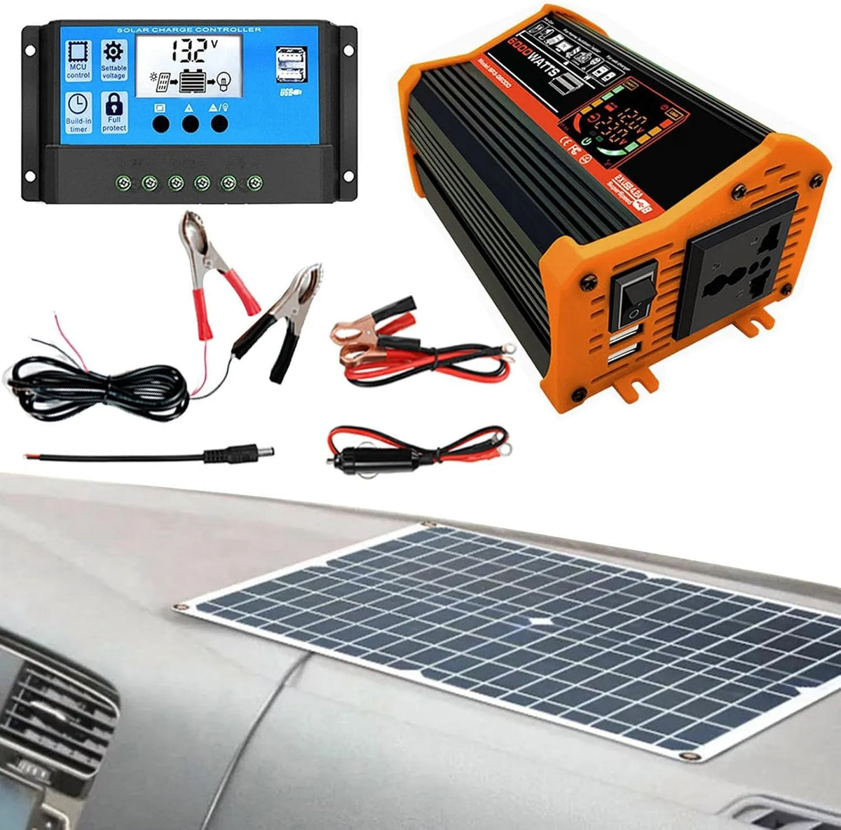 Zonnepaneel met 148.5 x 78 x 35mm, 420 x 280 x 2.5mm, 6000 W, 10.5V, 15V, 110V, 50Hz en 220V