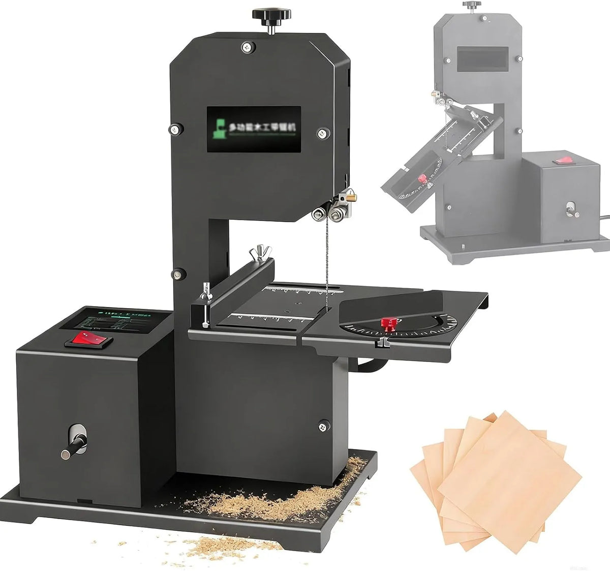 Zaag, 220V, 800 W Precisiezaag voor Hardhout, 70mm Zaagdiepte, 0-45° Kantelhoek, Kleine Bandzaag voor Thuisgebruik, Zachthout en Kunststoffen