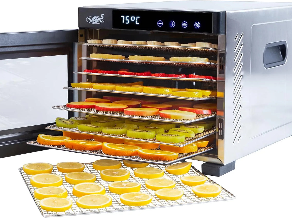 Droger, VITA5, 650 W, 24 Uur, Timer, droogvlees, kruiden, zonder verlies aan smaak of voedingswaarde.