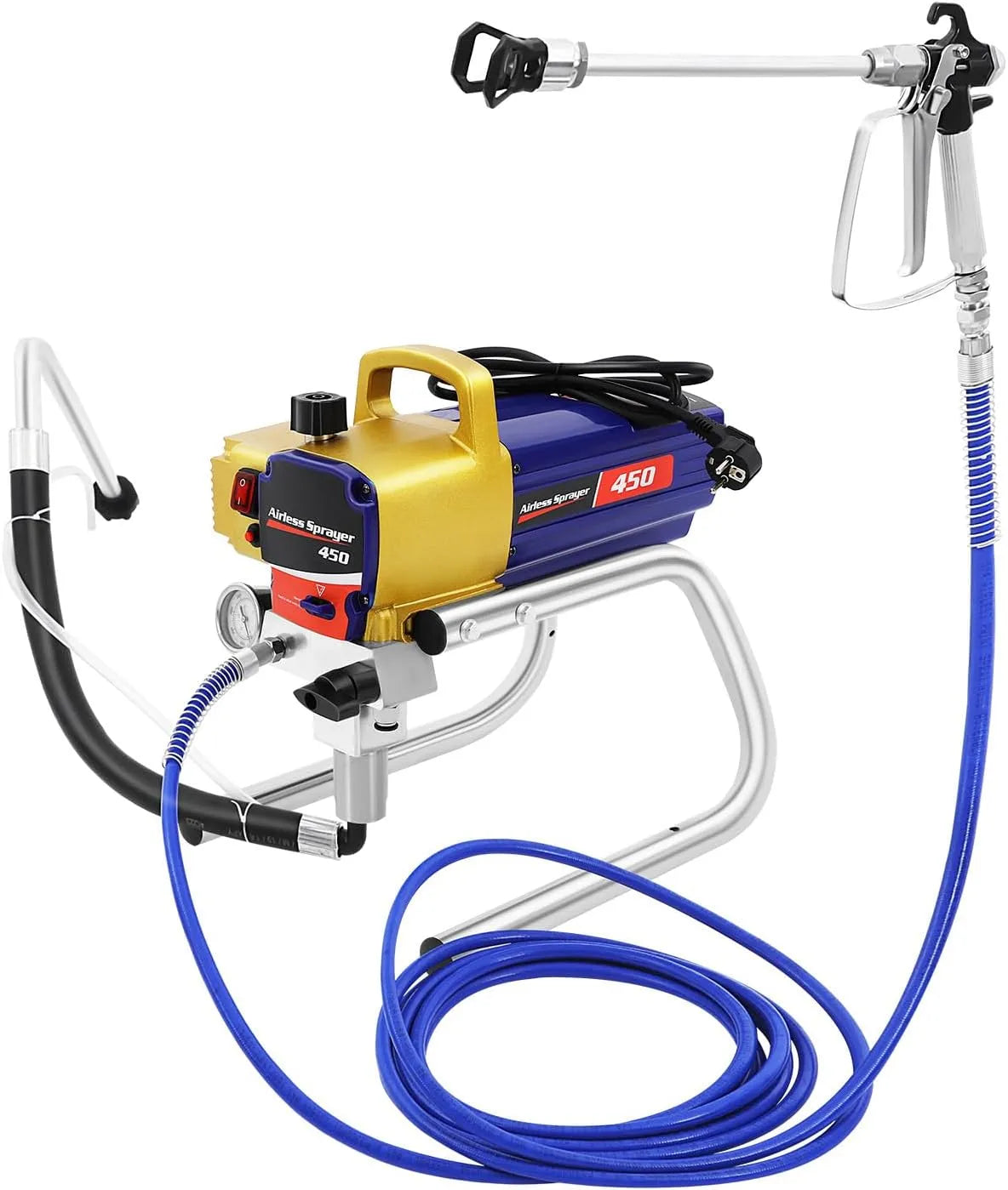 Verfspuitsysteem, 1500 W, wandverfspuitapparaat met slang en verfpistool, lak en lazuur