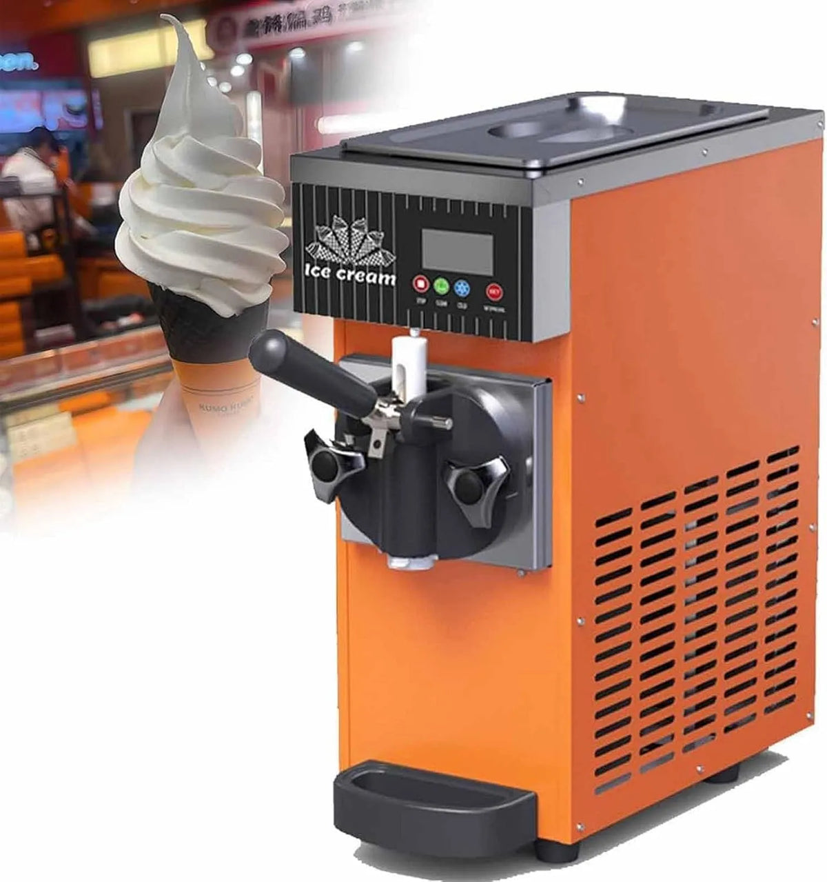 Machine Orange-750 W met 10 minuten, 2-3 minuten, 5-32 °C, RVS, oranje, 4-8 kg/u opbrengst en 450 W/750 W commerciële ijsmachine met 3,5 l