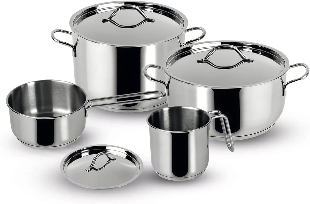 Lagostina Every Pannenset van RVS met 18 cm, 22 cm, 12 cm, 14 cm, RVS en aluminium