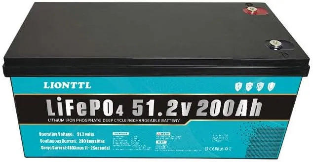 Batterijset, LiFePO4-accu, 51,2 V, 200 Ah, 5000 Deep Cycle Lithium-ijzerfosfaat, Batterijen met een Lange Levensduur, Geschikt