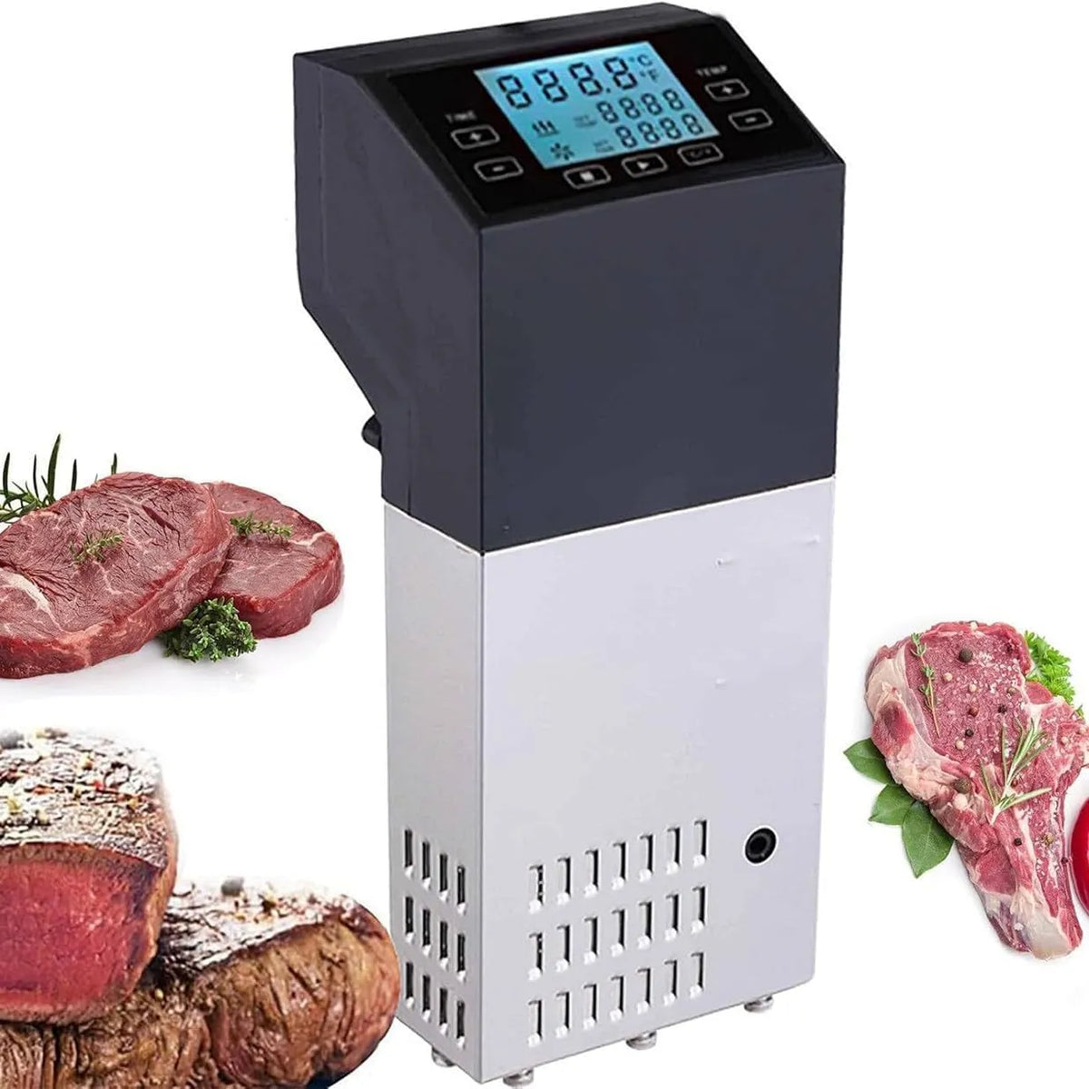 Slowcooker, 1500 W, 30L / time roestvrijstalen slowcooker met LCD-scherm, 0-99 ° C-aanpassing
