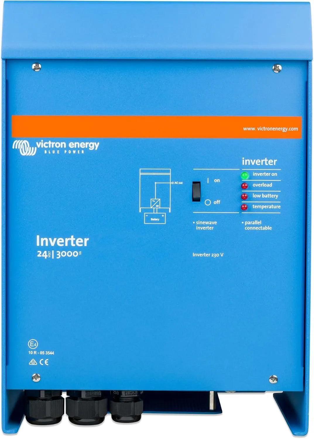Spanningsomvormer met Victron Energy 3000VA 24-Volt 230V AC Pure Sinusgolf Omvormer