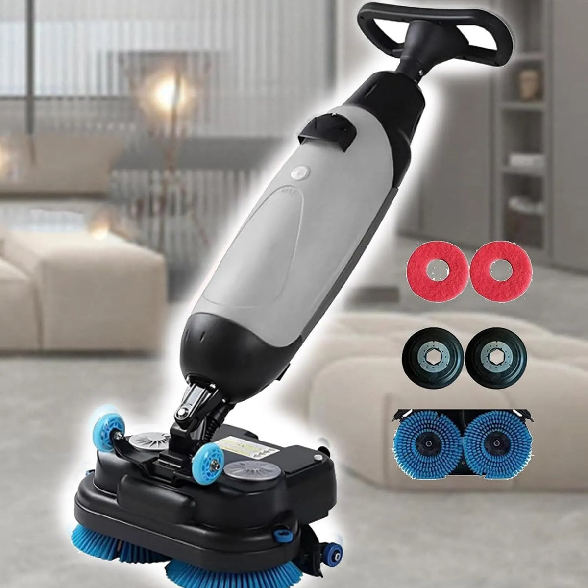 Vloerschrobmachine met 4,5 l, 7,5 l en 3-in-1, loop achter reinigingsmachine met 2 verstelbare borstels