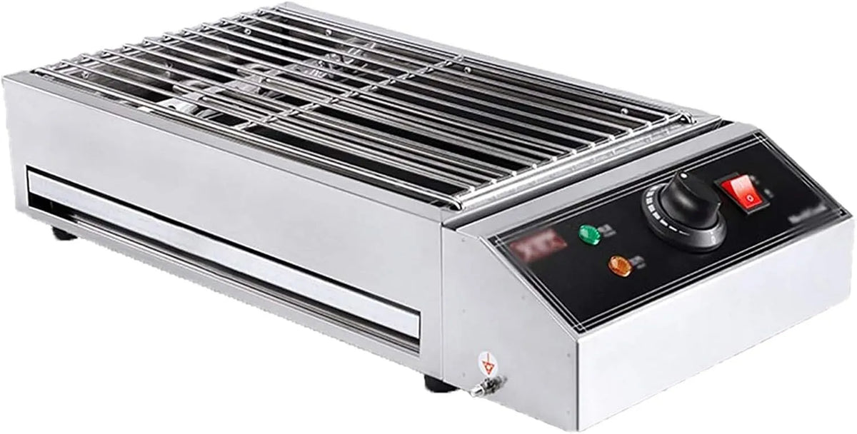 Barbecue, Elektrische tafelgrill, draagbare BBQ-barbecuegrill, kampeergereedschapsgrill, met waterreservoir gevulde lekbak en temperatuurregeling