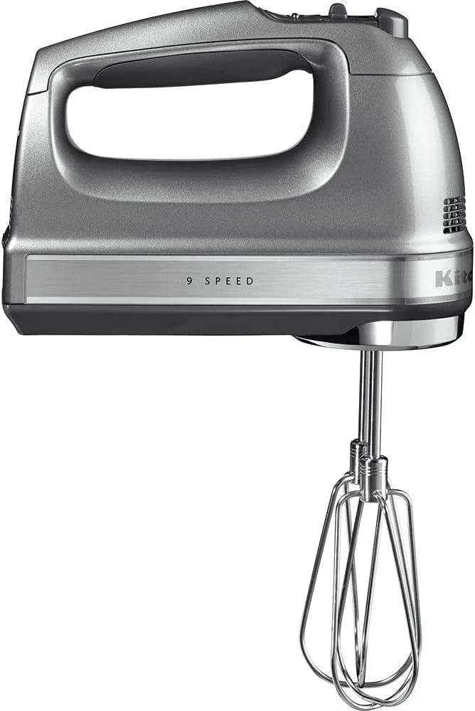 KitchenAid Handmixer 9 Snelheden met Accessoires Contour zilver met 9 Snelheden, 85 W, geluidsarme werking, RVS en zilver