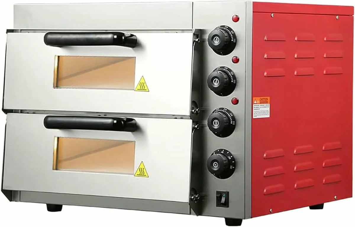 Inbouwoven met 350 °C, 30 minuten, 14 inch, timer en RVS, Dubbele Laag Grote Capaciteit Commerciële Pizza Oven