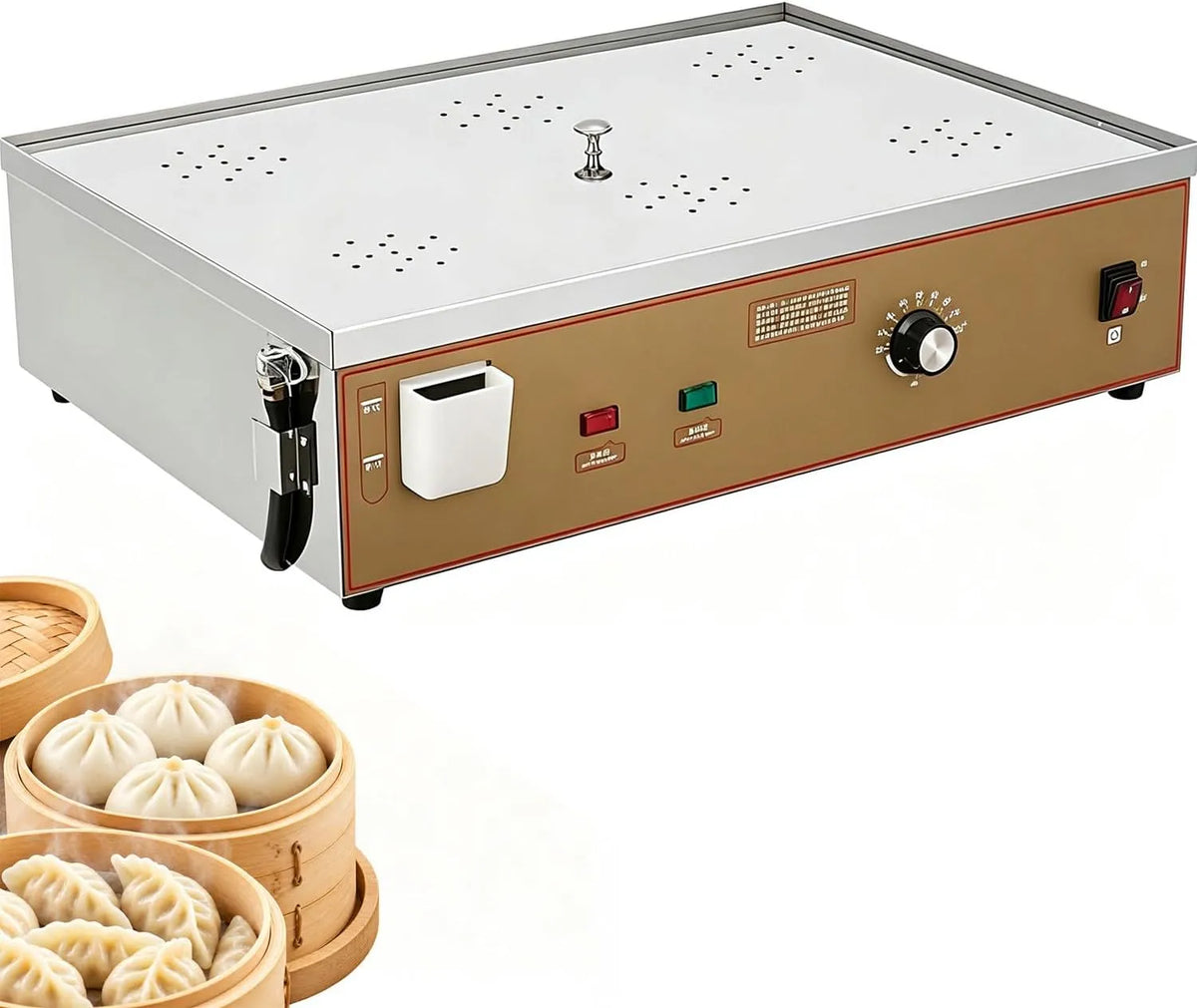 Voedselstomer, roestvrijstalen broodjesstoomkoker 6Holes, Commerciële
