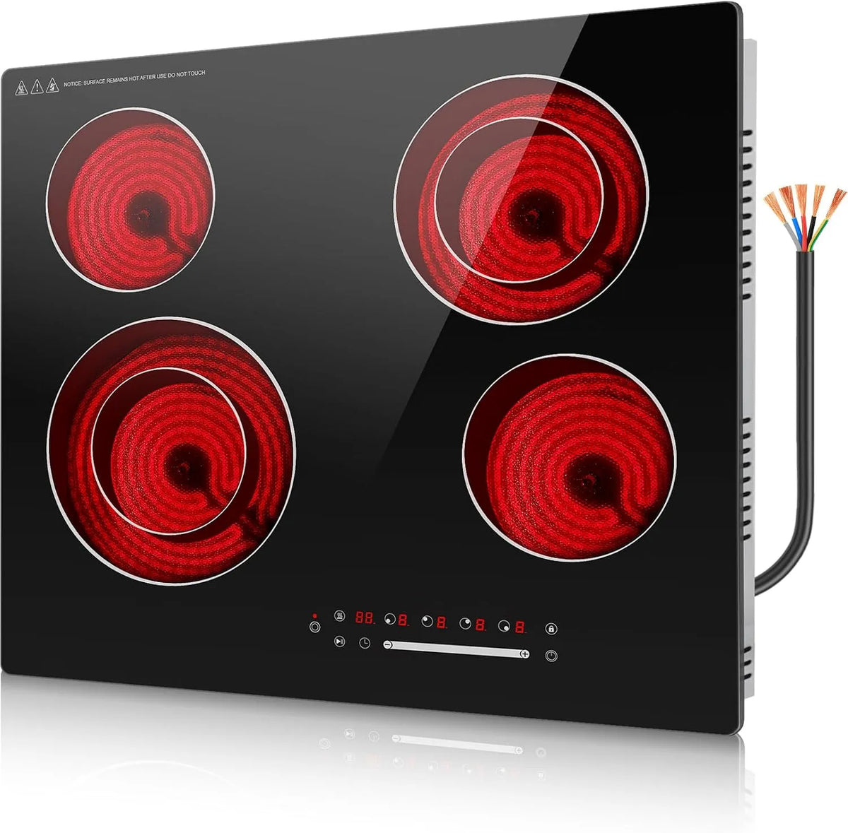 Kookplaat met 60 cm, 56 x 49 cm, 6300 W, 1-99 minuten, timer, geluidsarme werking en zwart