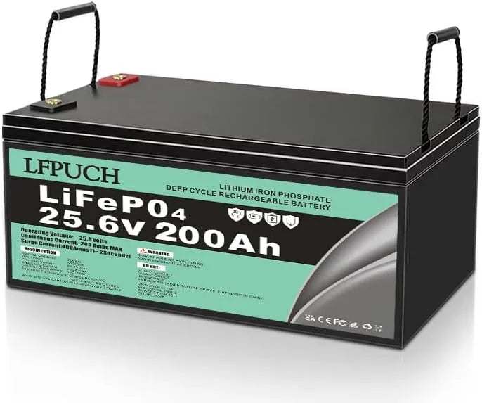 Leisure Batterij, Leisure Batterij Lifepo4, 25.6V, 200AH, 5000 levenscycli, ingebouwde BMS, Geschikt voor fotovoltaïsche systemen