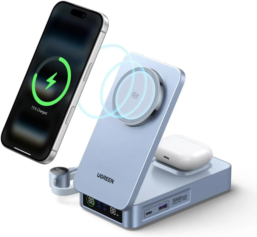 20000mAh, UGREEN MagFlow 20000mAh Qi2 25 W Magnetische Powerbank met USB-C 100 W, model Qi2