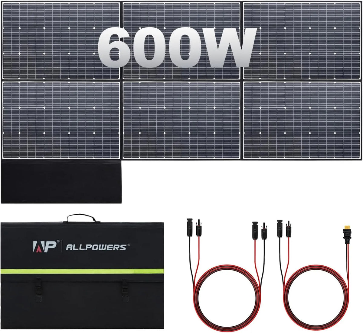 Zonnepaneel, 44 V, ALLPOWERS SP039 600 W opvouwbaar zonnepaneel, camper zonnepaneel set IP67 waterdicht 44, RV batterij boot caravan balkon tuin
