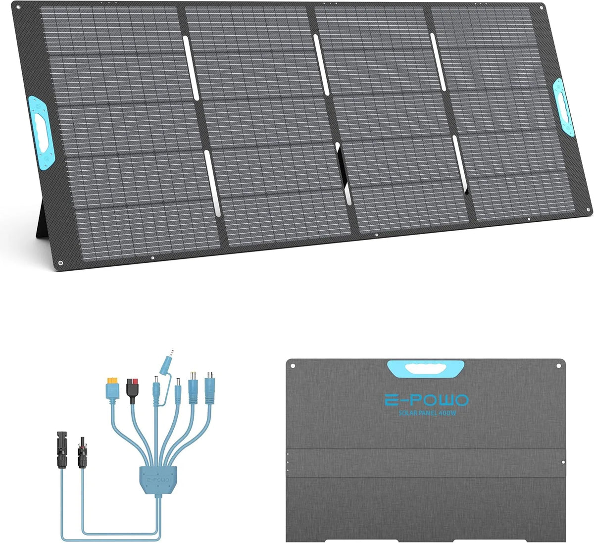 400 W, Zonnepaneel, opvouwbare zonnelader met IP67 waterdicht voor camper, snelle installatie met 3 standaards, camping, 400 W draagbaar