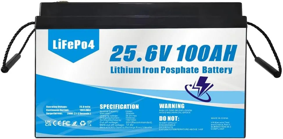 Diepcyclusbatterij LiFePO4 met 24V, 100Ah, Bluetooth en zonne-energie