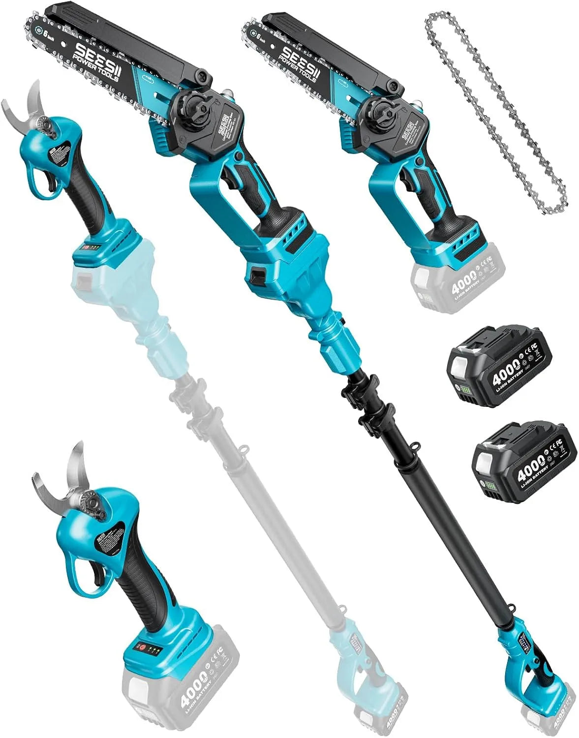 Kettingzaag, 4-in-1, elektrische kettingzaag voor tuin, 6 inch, 33 mm
