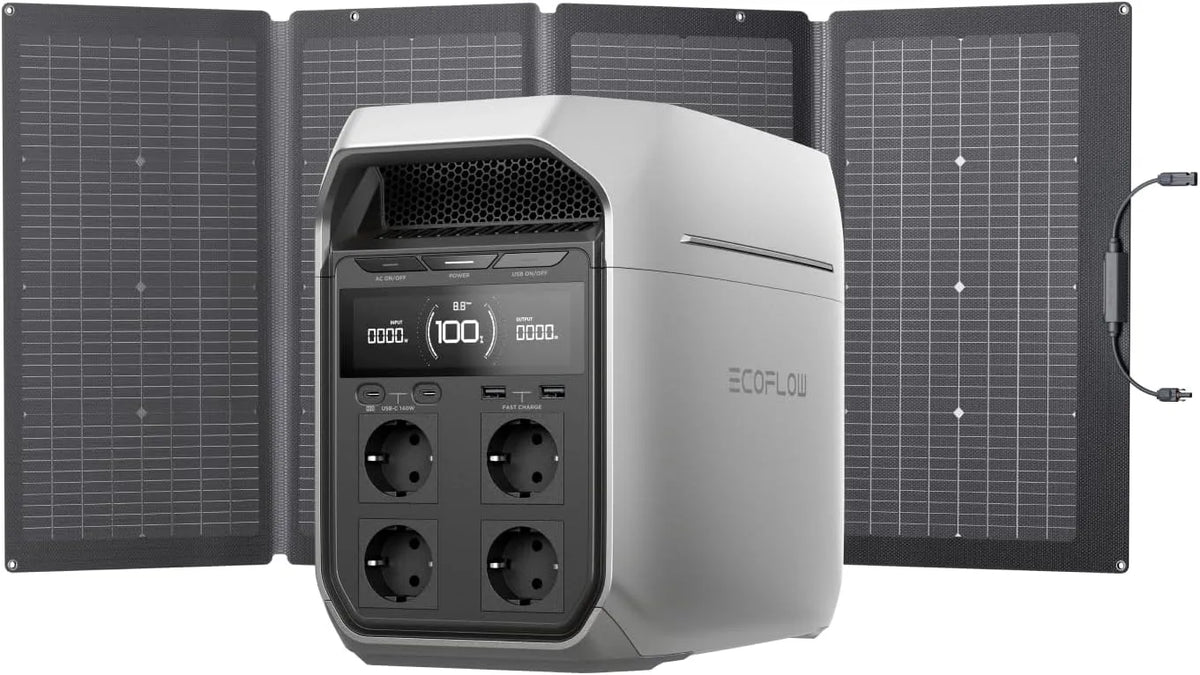 Zonnepaneel, LiFePO4-accu, ECOFLOW DELTA 3 Plus Zonnegenerator met 220 W dubbelzijdig zonnepaneel, 1000 W zonne-energie-ingangsvermogen, 1024 Wh