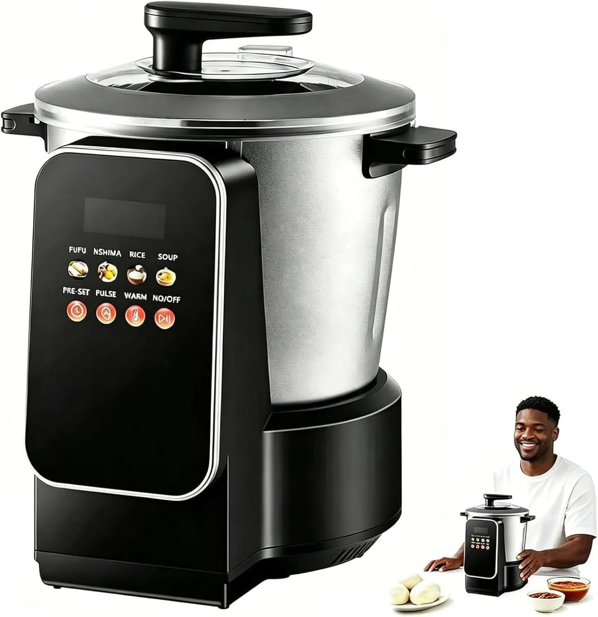 Keukenmachine met 900 W, 8l, 6 L, 24 uur en RVS
