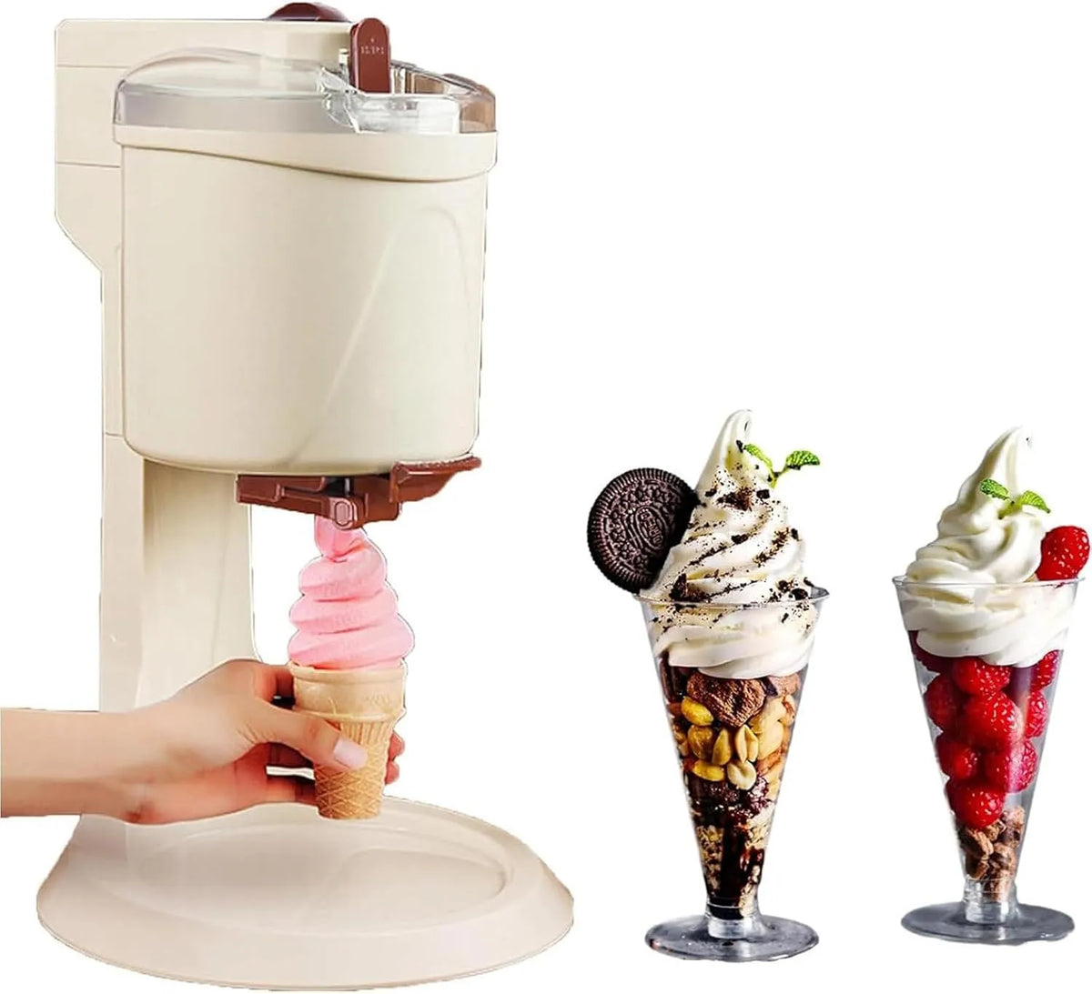 Machine met 10 minuten, crème, compact ontwerp en Voor Doe-Het-Zelfkeuken Snel, Ijsmachine