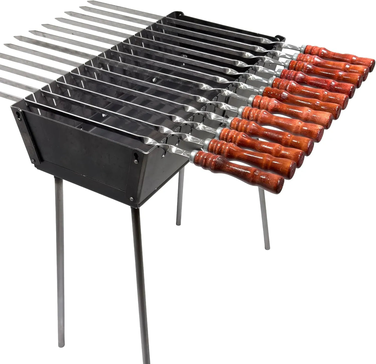 3 mm, Barbecue, opvouwbare BBQ koffer-grill van 3 mm staal voor 12 spiesen, draagbare outdoor houtskoolgrill voor camping, tuin, Mangal