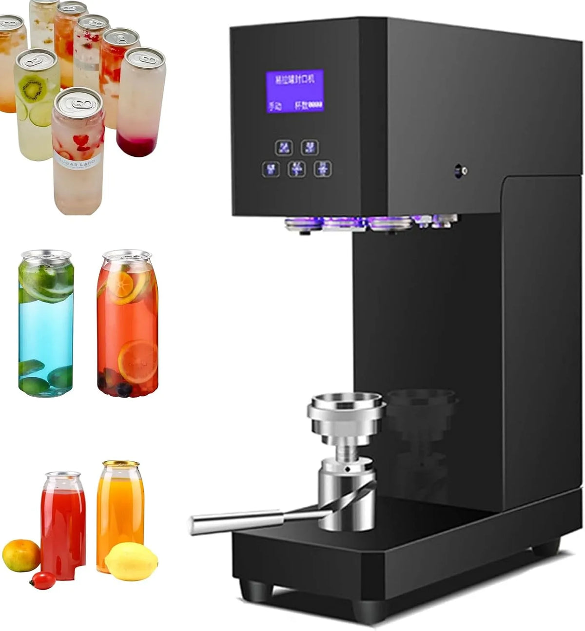 Blikkensluitmachine, 370 W, 52-58mm, het bevat een netsnoer voor direct gebruik. Of u nu fruit