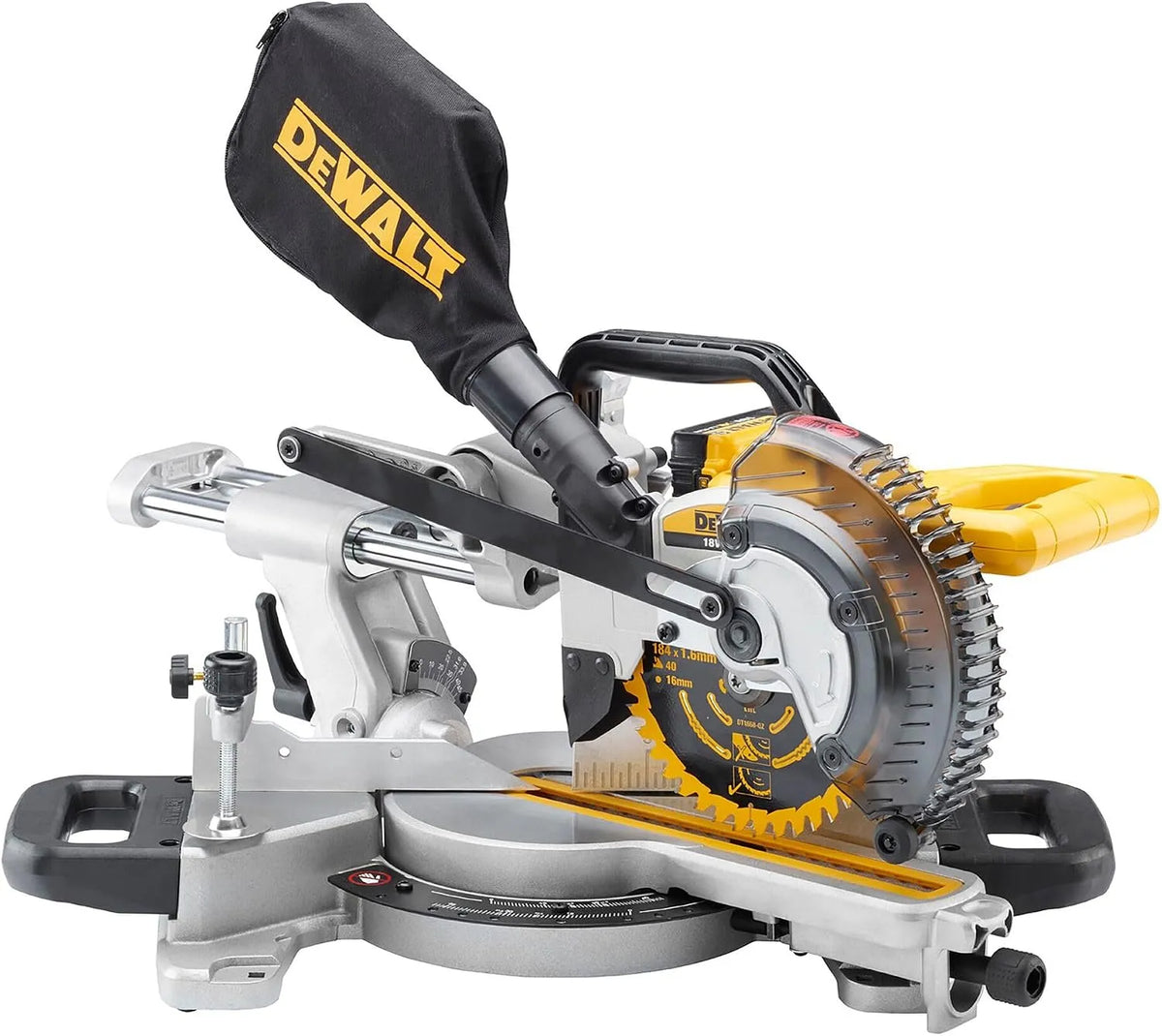DeWalt Cirkelzaag DCS365N met 184 mm, voor bouwplaats en werkplaats en geel