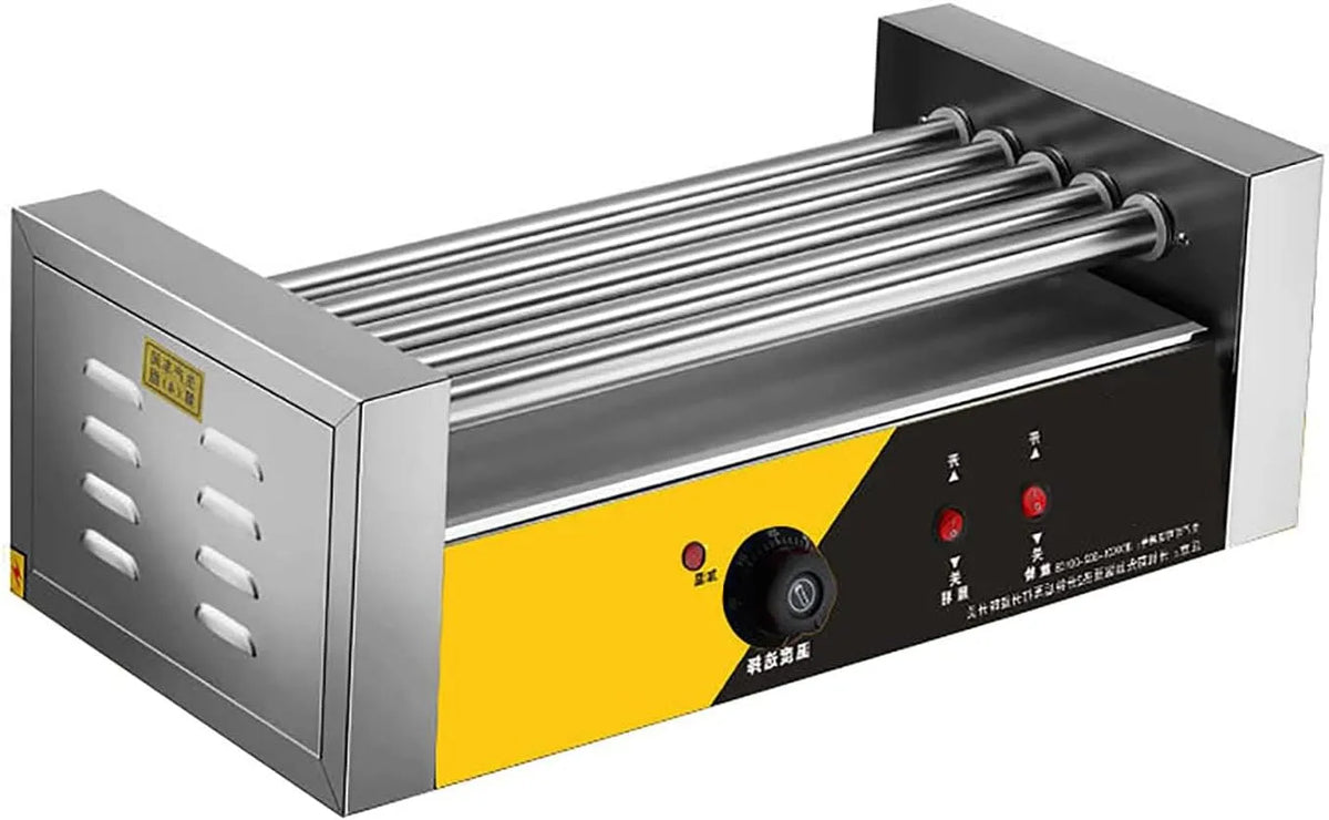 Grill Roller Machine met 50-300°C, 57 x 48 x 28cm, 0,75 kW, 220V, 24 uur, regelbare thermostaat en RVS