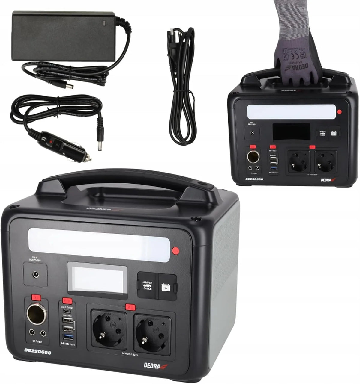 DEDRA Stark 600 W laadstation IPX0-bescherming met 600 W, 20°C, 55°C, digitaal display en oplaadstation