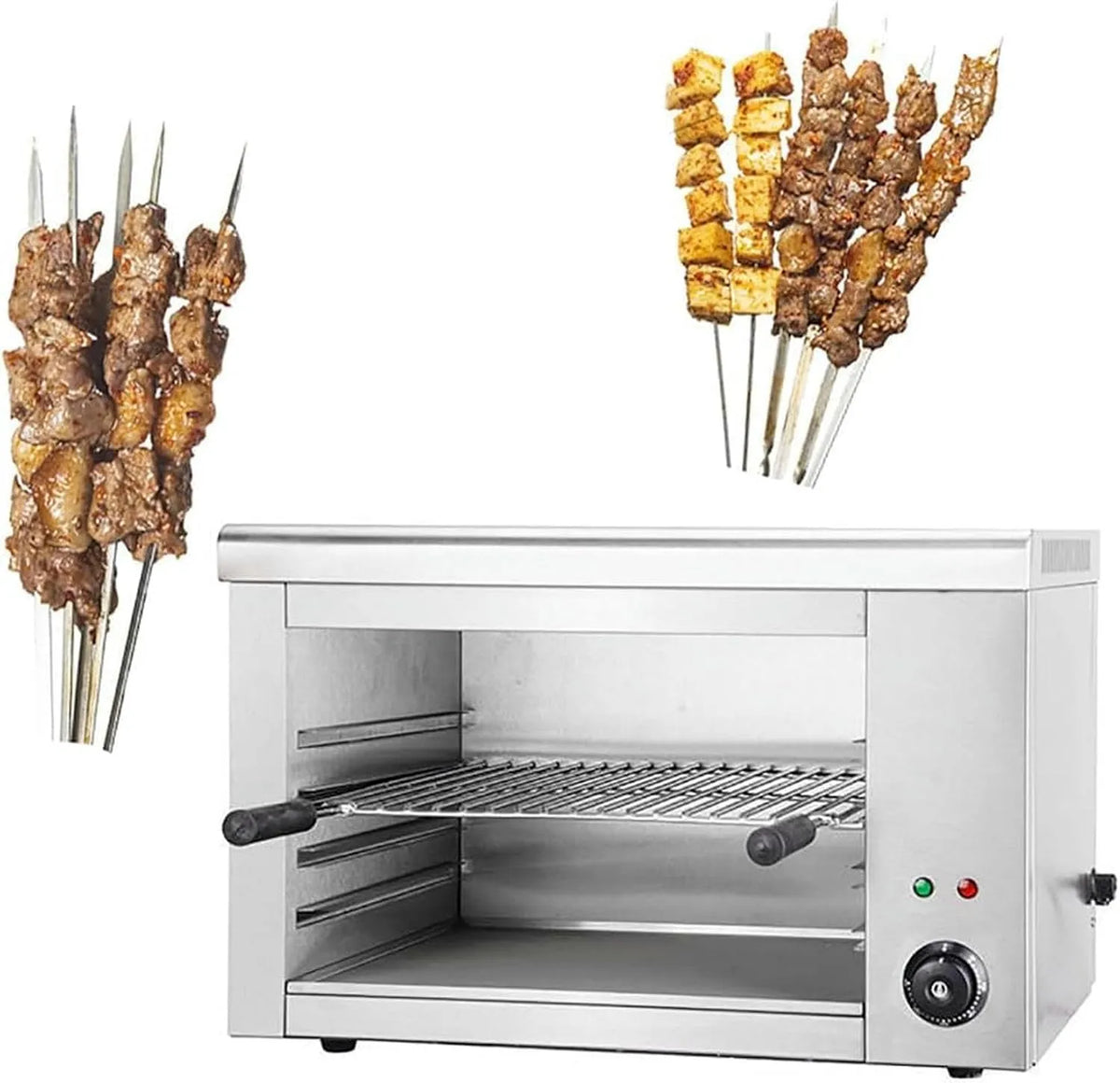 Elektrische salamanderoven met 2200 W, 450 x 260 mm, 50-300 °C, regelbare thermostaat, wandmontage en RVS