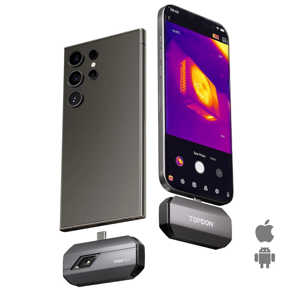 Tablet, TC002C, 20-550 °C, 25 Hz, 512 x 384 TISR hoge resolutie, USB-C/Lightning, voor smartphone/tablet/pc, infrarood camera