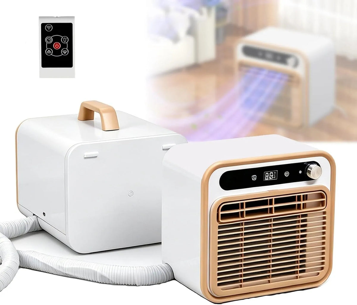 Mobiele airconditioner, Draagbare split-airconditioner met wifi-afstandsbediening, 40dB geluidsarm koeling, 130 m3/h luchtstroom, 12 uur timer