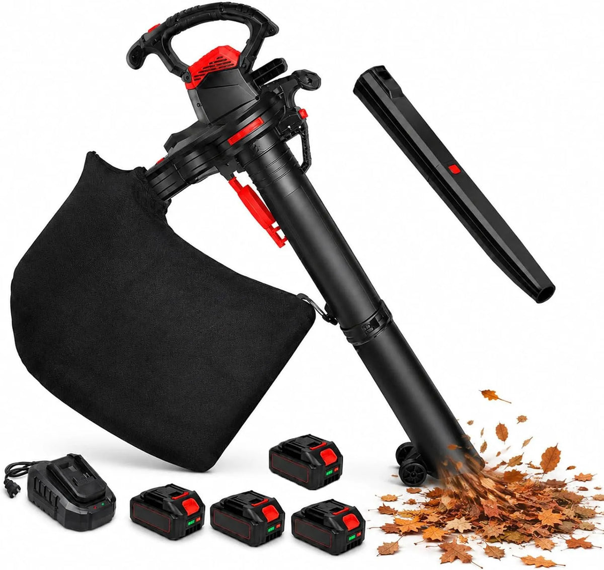 Bladblazer met op accu, 40V, 3800 W, 40L, 24 uur en draadloze werking