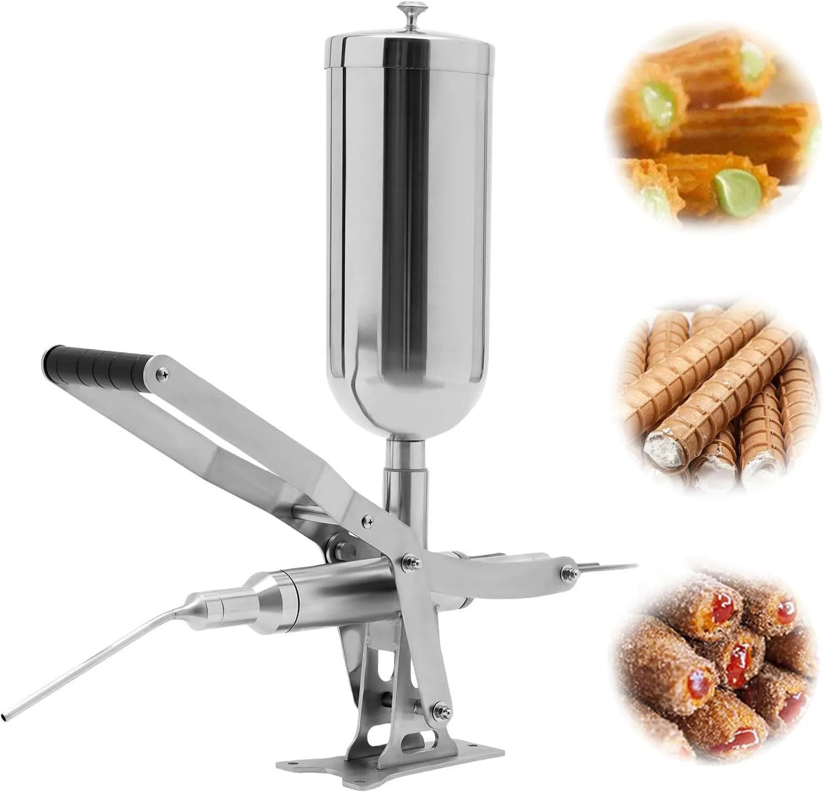 Machine met 5L, 5,28 qt, 24 uur, RVS en crème, roestvrijstalen donutsvuller