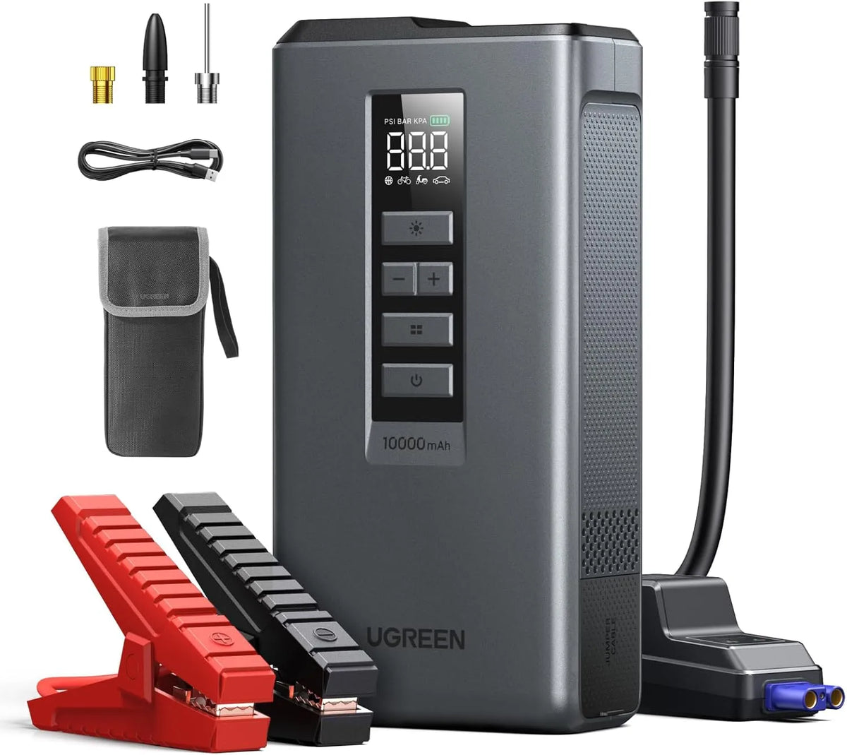 Pomp, UGREEN 3-in-1 startbooster, 10000mAh powerbank en luchtpomp