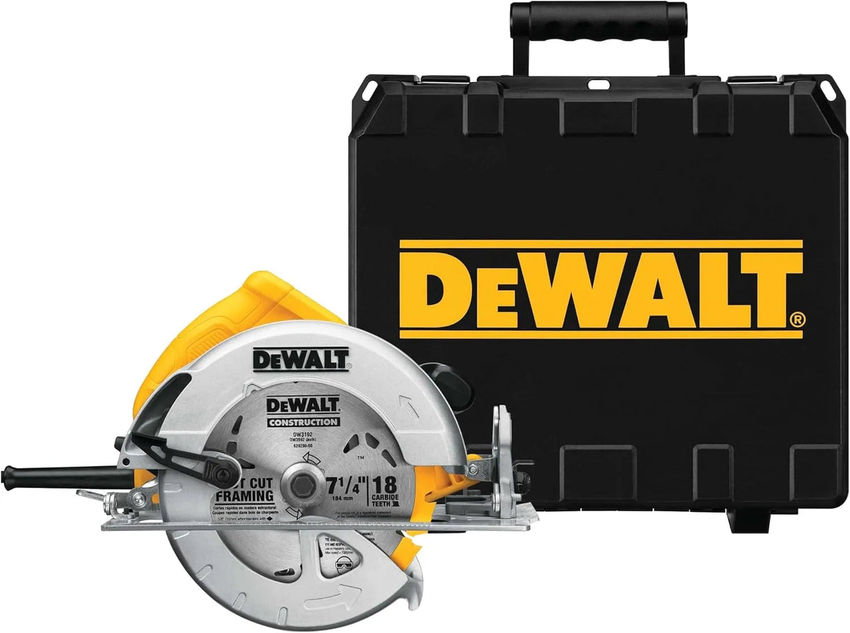 DeWalt zaag DWE575K met 190 x 30 mm, 1.600 W, draadloze werking, voor bouwplaats en werkplaats en wit