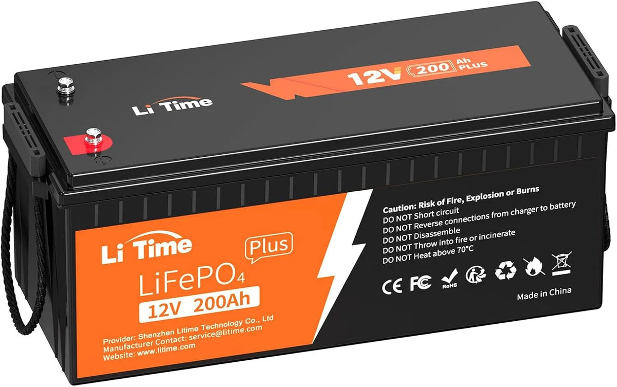 LiTime 12V 200Ah Plus LiFePO4 Accu Voorzzonne-Energie en Thuisopslag LiFePO4 met 12V, 200Ah en Bluetooth