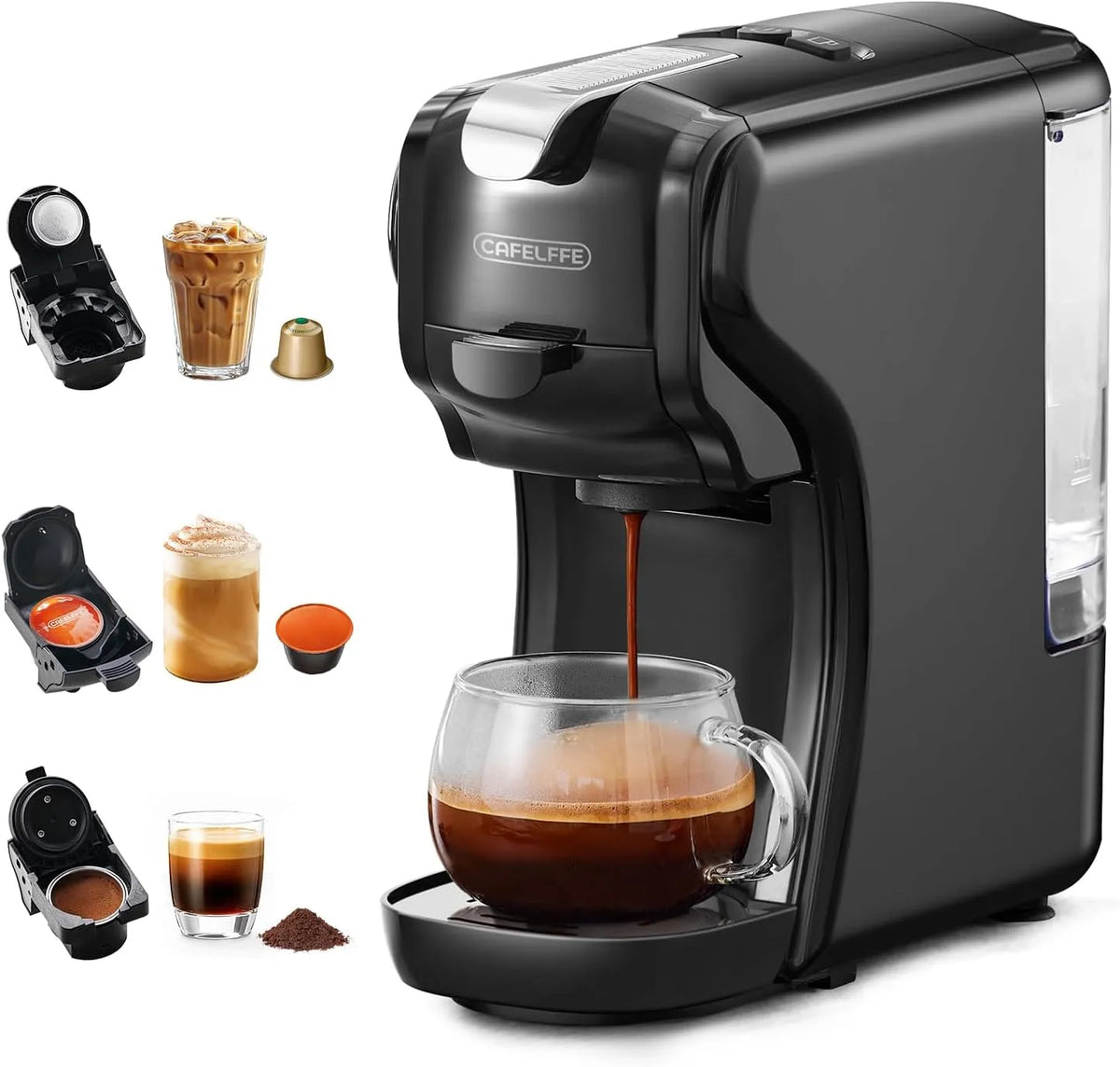 Espressomachine, MK-611, 3-in-1, instelbare bekerhoogte, warm/koud espressomachine voor thuis/kantoor, compatibel met NES Original/DG/Ground