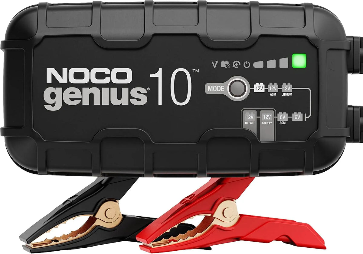 Lader GENIUS10EU met 6V en 12V Batterijlader, Gel en Lithium Auto-Acculader, 10A Automatische Oplader, AGM en Druppellader en Desulfator