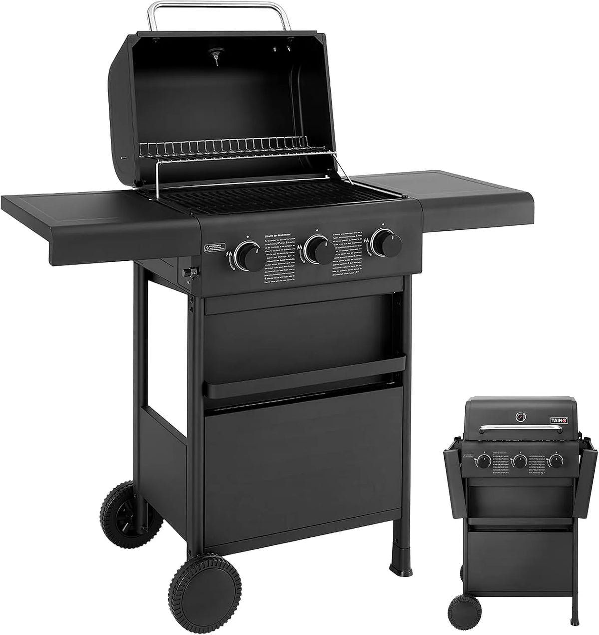 Barbecue met 113 x 100 x 48 cm, 60 x 100 x 48 cm, 49 x 33,5 cm, 30 x 40 cm, 33 x 13,5 m, 7 kW, 2,35 kW en RVS