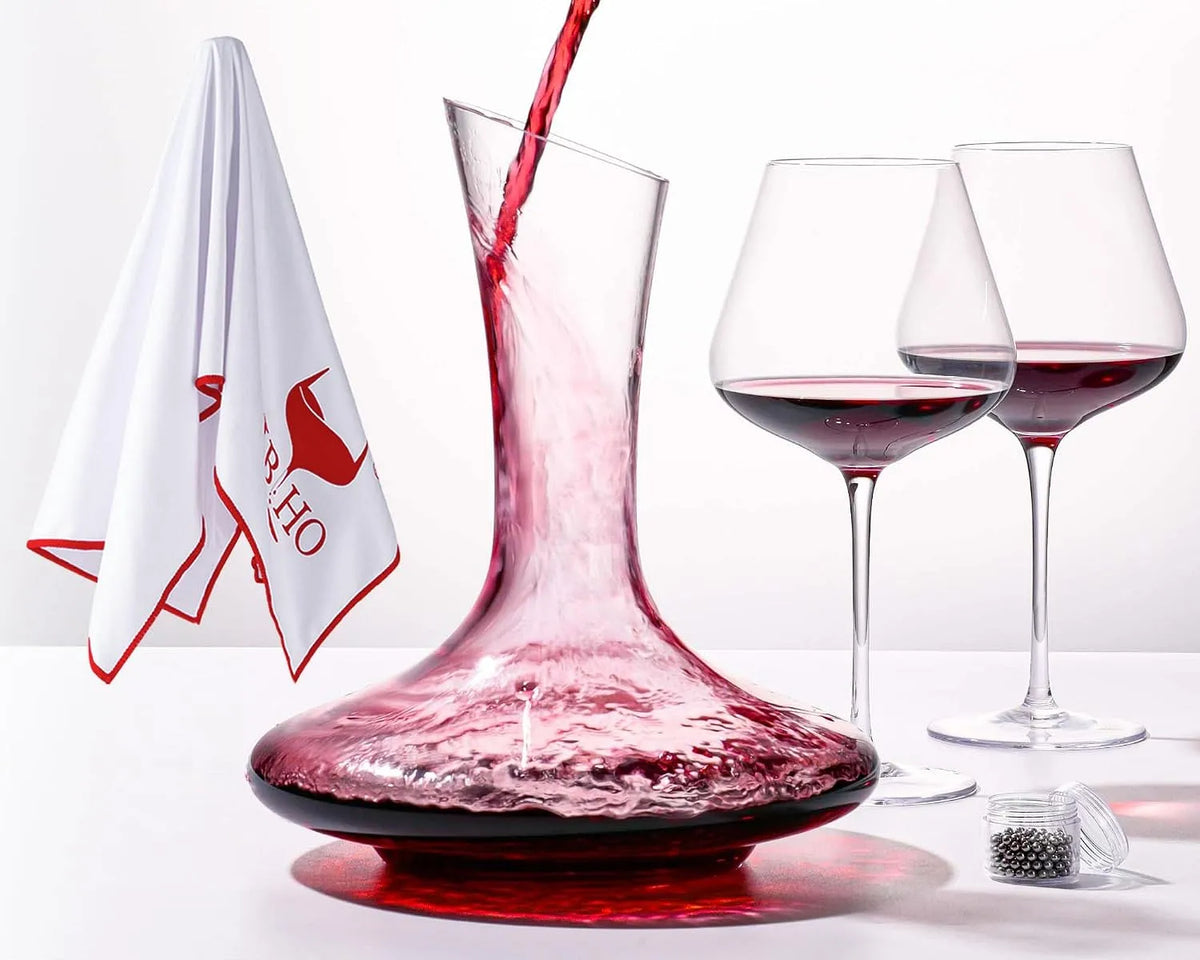 Wijnkaraf, 21 oz bordeauxrode wijnglazen, 60 oz wijnkaraf beluchter en glazen set