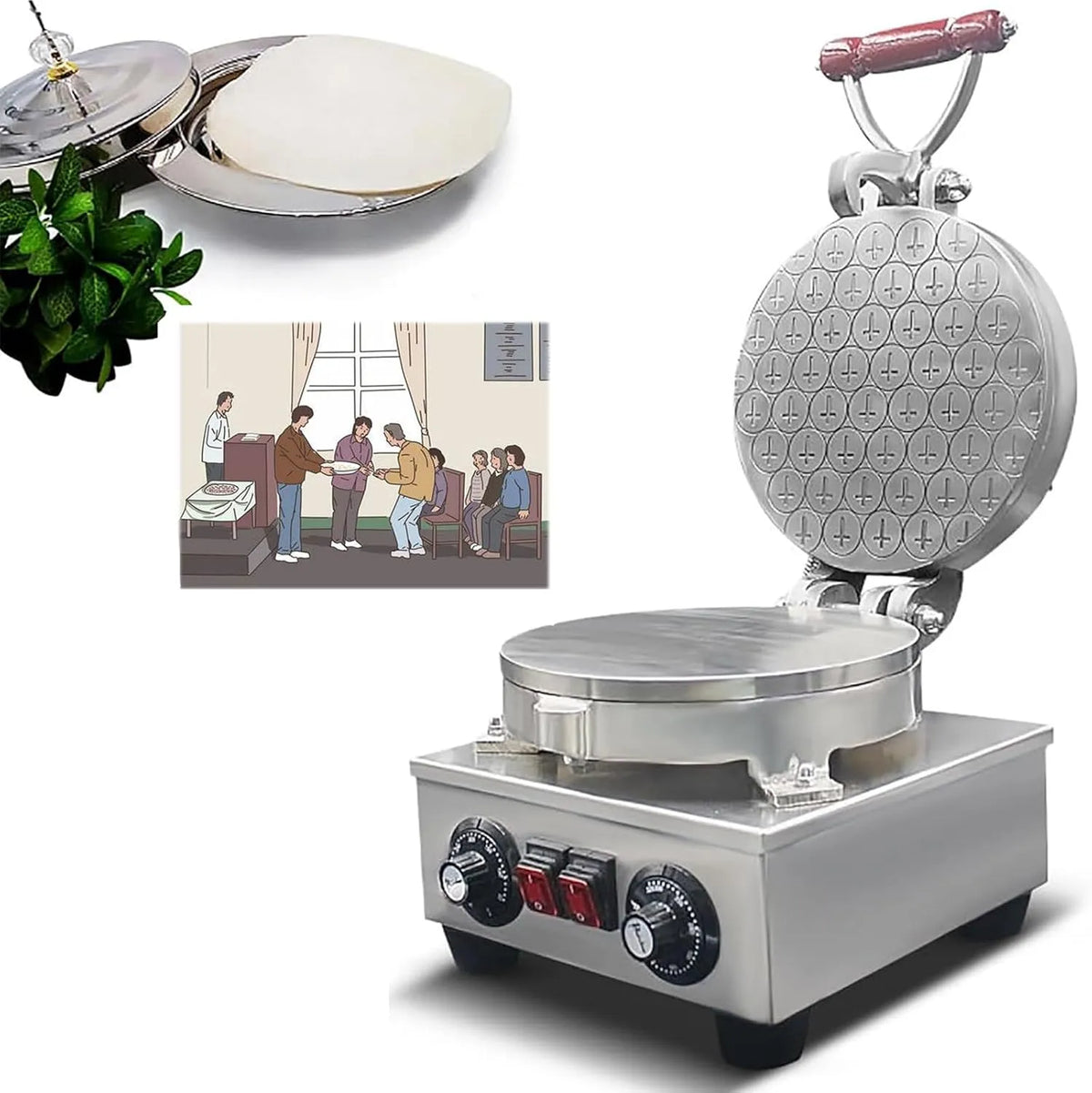 Broodbakmachine, RVS, 50-300 °C temperatuurregeling, 360° gelijkmatig bakken voor kerk