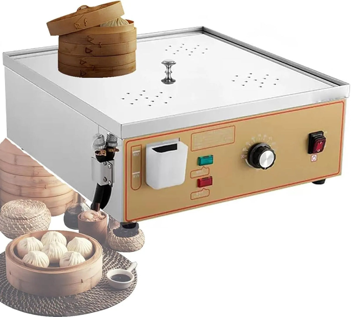 Voedselstomer, voor winkels, cafetaria's, Elektrische gestoomde broodjesmachine met vier gaten