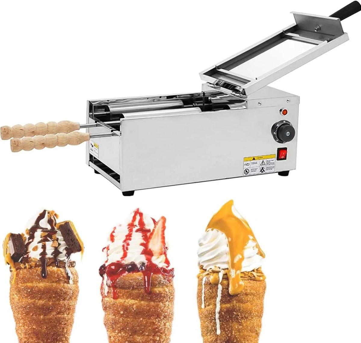 Inbouwoven, Commerciële Chimney Cake-oven met 2 bakrollen, temperatuurbereik van 50°C tot 300°C, 1500 W elektrische bakmachine