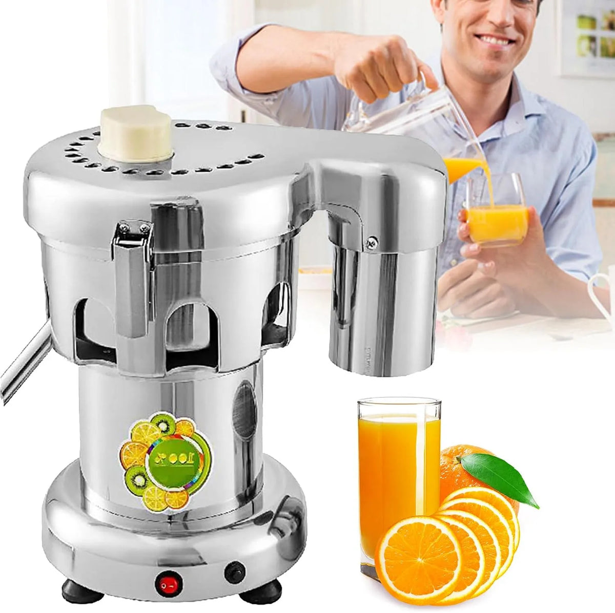 2L grote invoertrechter met 2L, 18 mm en RVS, 370 W commerciële sapcentrifuge